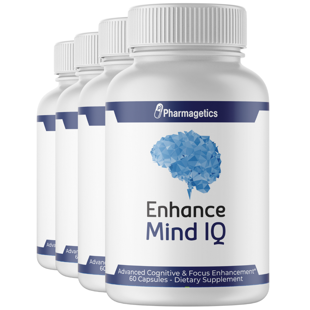 Enhance Mind IQ Advanced Cognitive & Focus Enhancement - 4 Bottles 240 Capsules