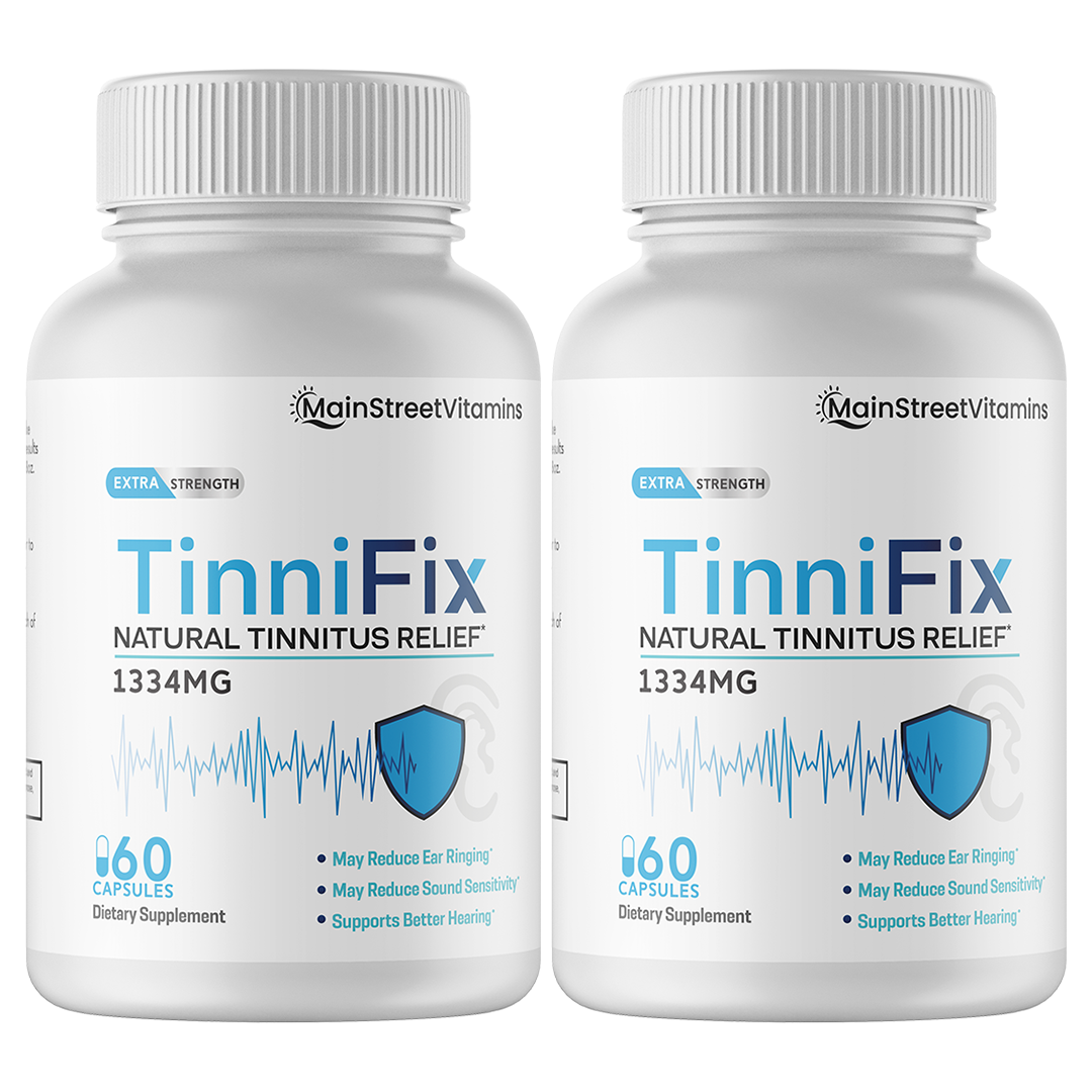 2 Bottles TinniFix Natural Tinnitus Relief Formula Ear Ringing 60 Capsules